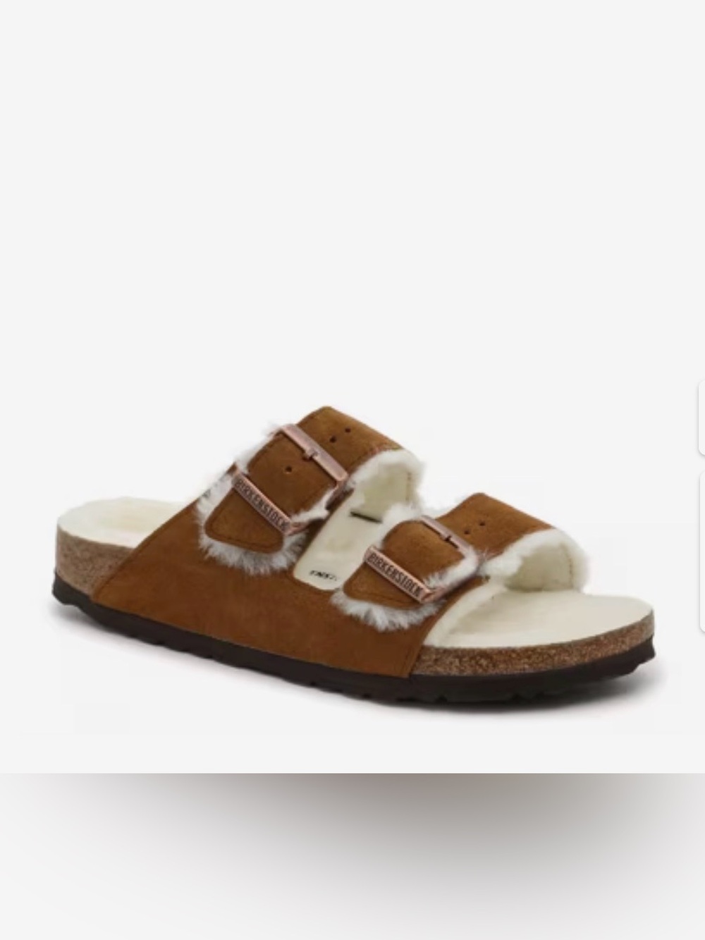 Birkenstock Arizona Shearling-Lined Slide Sandal in Brown